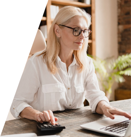 woman using calculator